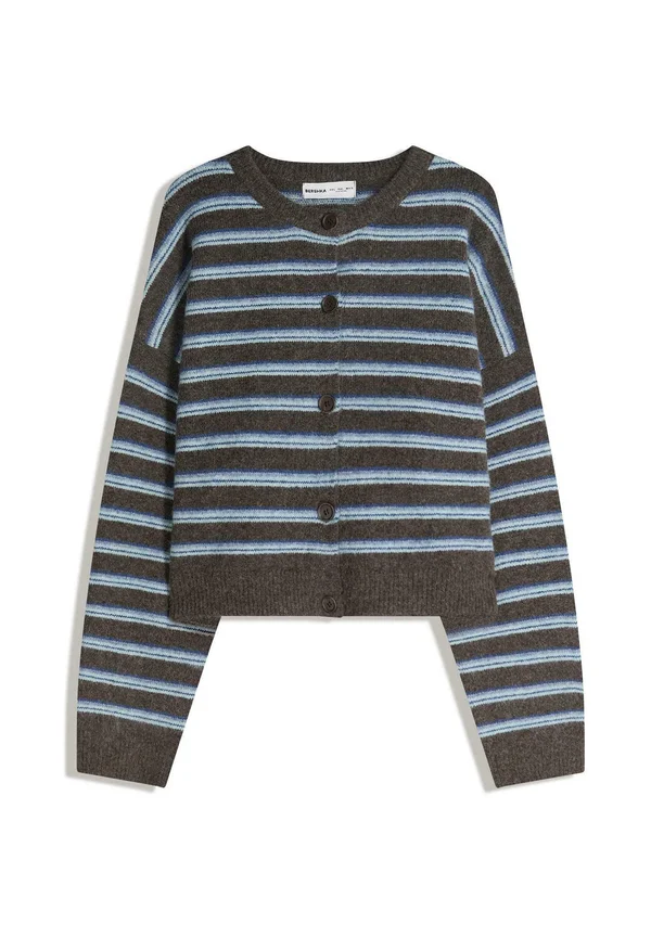 STRIPED BUTTON-UP - Strickjacke - dark brown