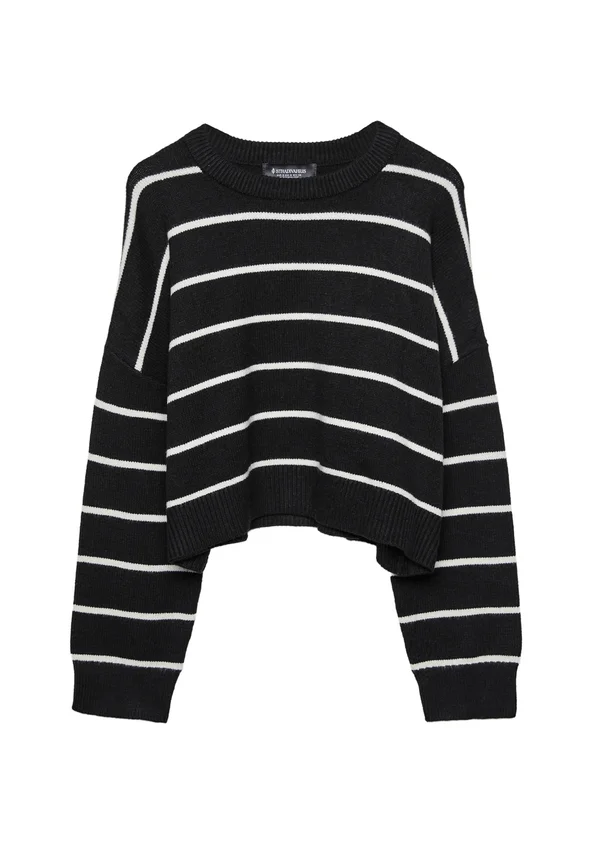 STRIPED CROPPED - Strickpullover - black