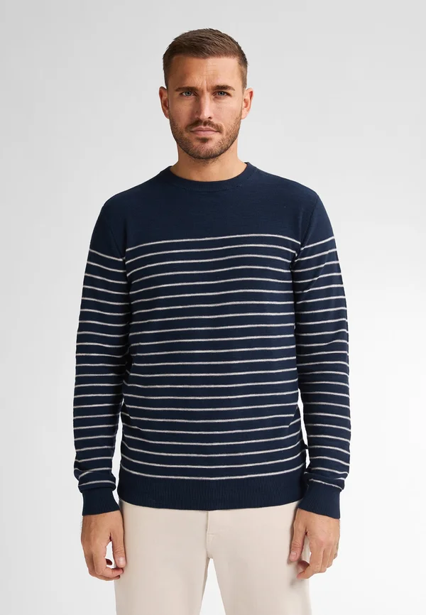 STRIPED PALM - Strickpullover - navy blue