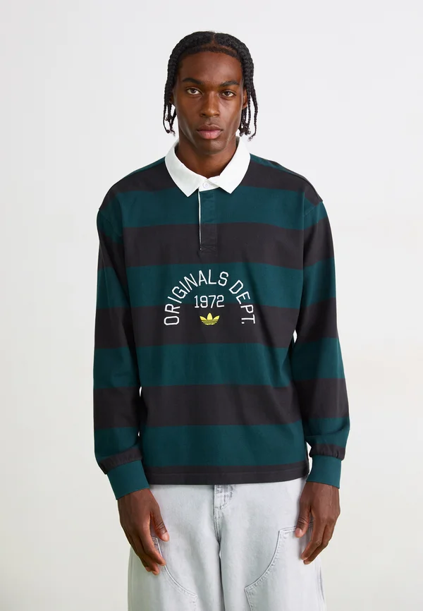 STRIPED - Poloshirt - black/aurora ivy