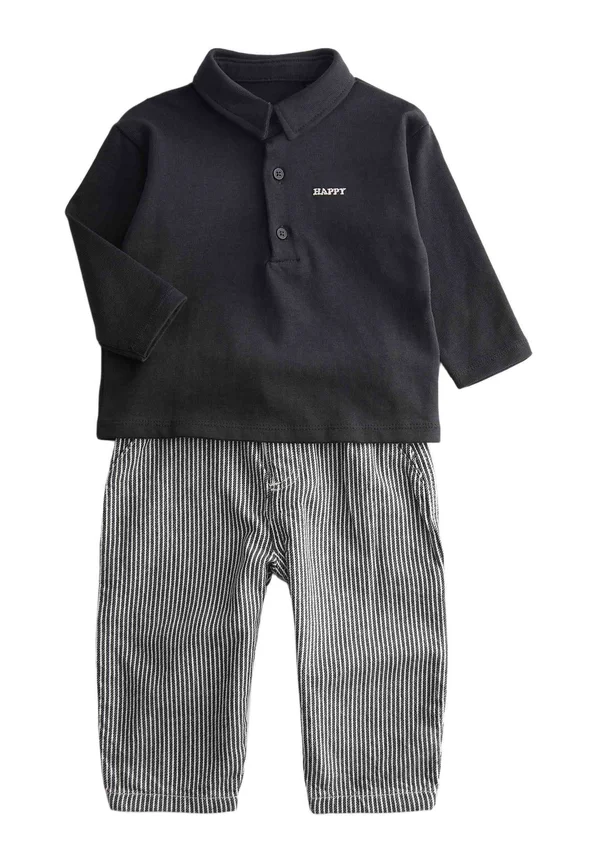 STRIPED SET - Stoffhose - charcoal mix