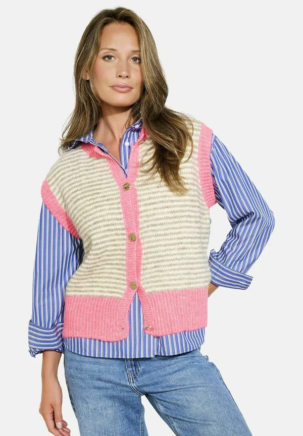 STRIPED  - Strickjacke - lt beige