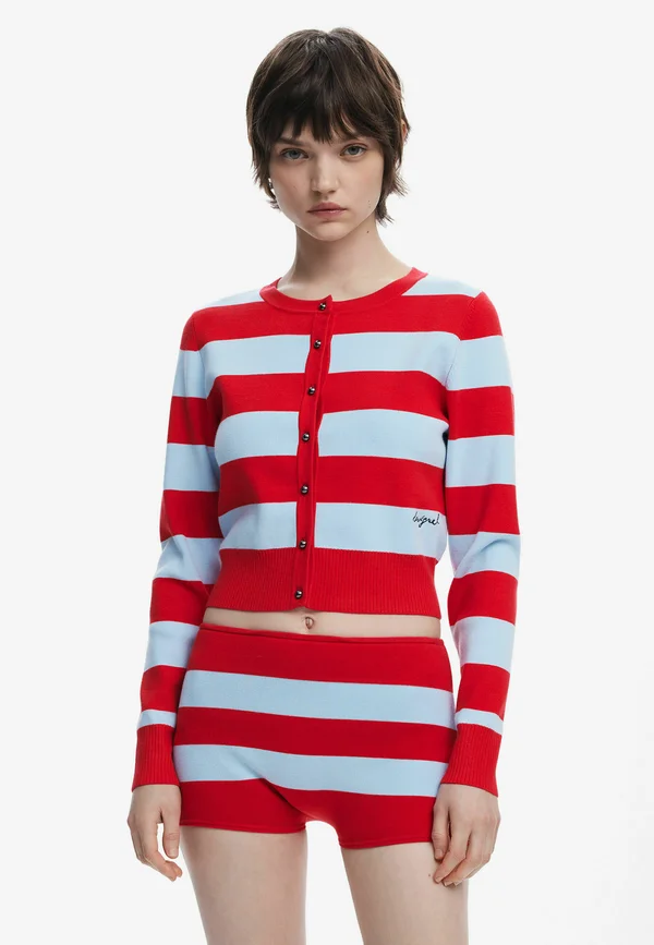 STRIPED  - Strickjacke - red