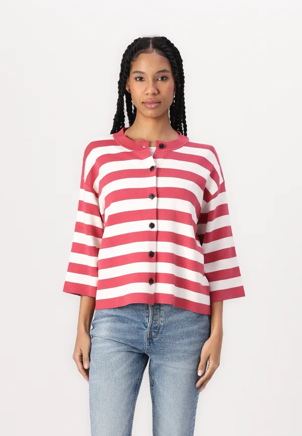 STRIPED - Strickjacke - red/offwhite