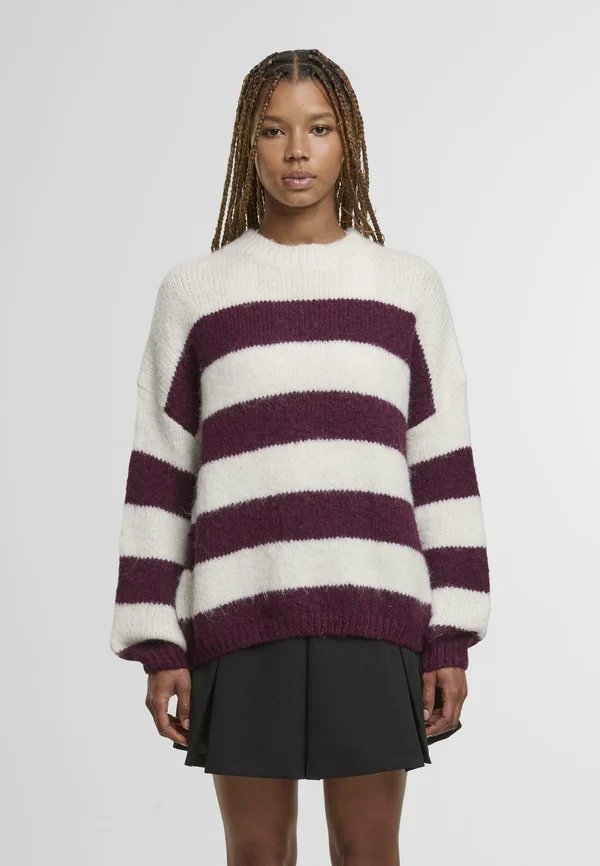 STRIPED  - Strickpullover - burgundy off white