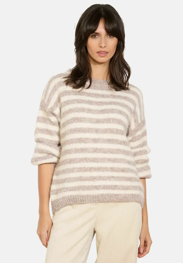STRIPED - Strickpullover - taupe