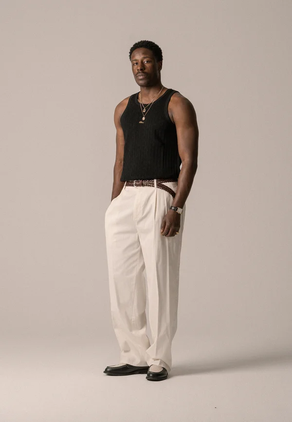 STRIPED TROUSERS UNISEX - Stoffhose - antique white