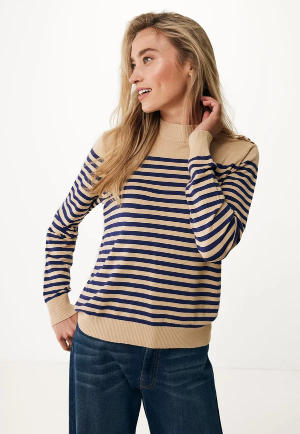 STRIPED WITH BUTTONS - Strickpullover - warm sand