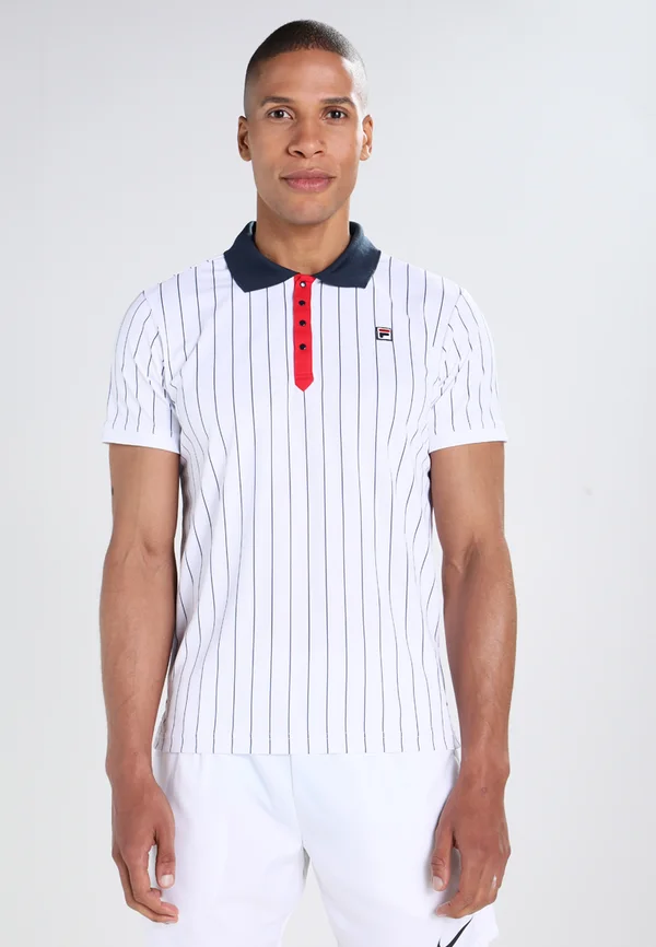 STRIPES - Poloshirt - white/peacot blue/red