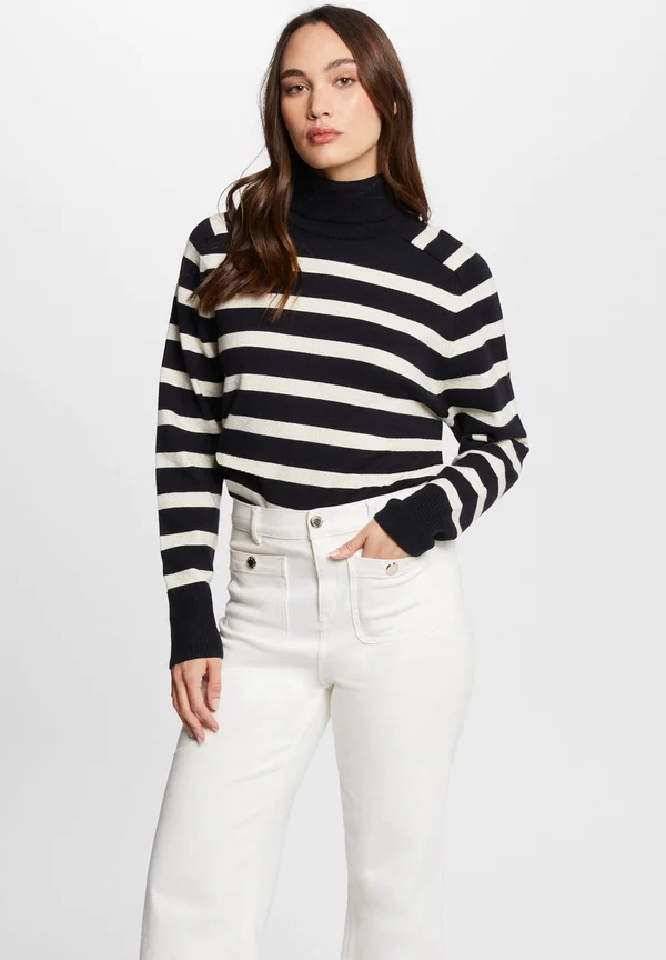 STRIPPED TURTLENECK - Strickpullover - marine