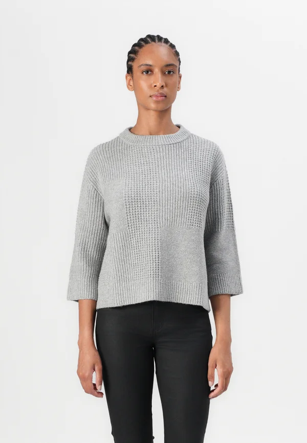 STRUCTURE MIX PULLOVER - Strickpullover - medium silver grey