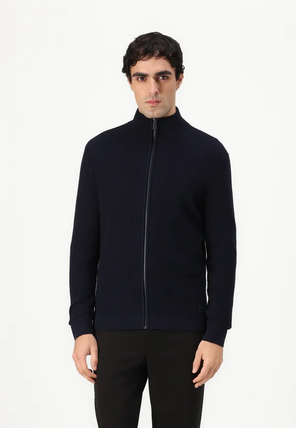 STRUCTURED JACKET - Strickjacke - navy melange