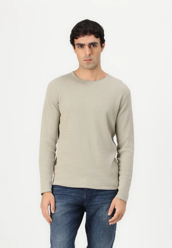 STRUCTURED ROLL EDGE - Strickpullover - beige abbey stone