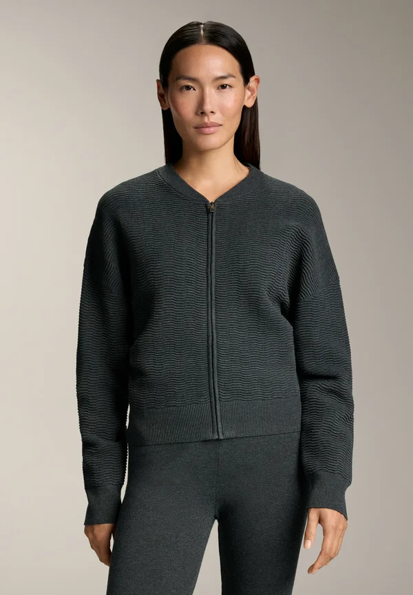 STRUCTURED ZIP-THROUGH - Strickjacke - dark grey