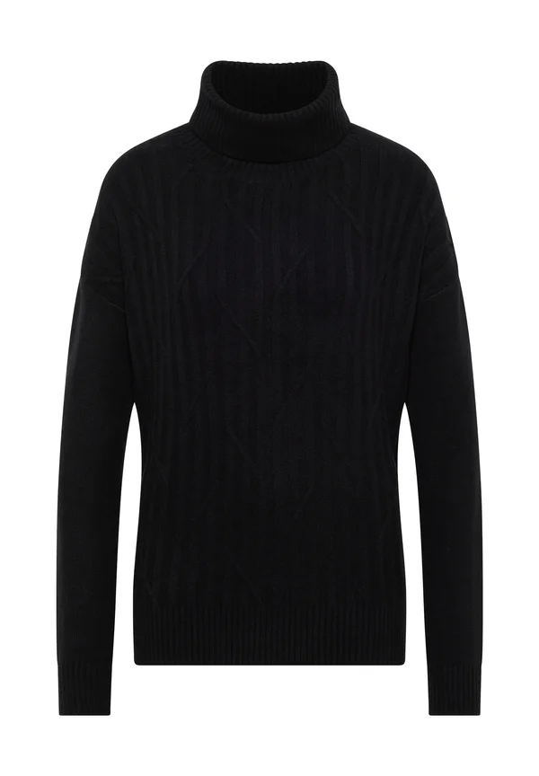 STRUKTUR ROLLKRAGEN - Strickpullover - schwarz