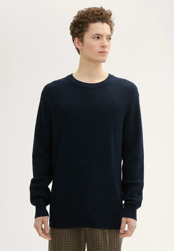 STRUKTURIERTER - Strickpullover - sky captain blue