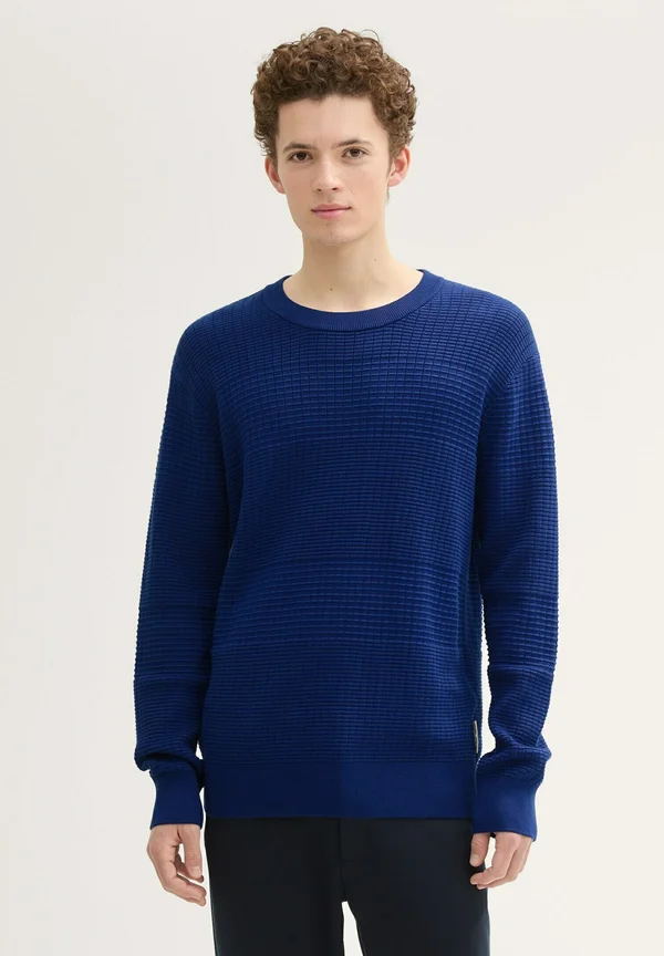 STRUKTURIERTER - Strickpullover - space cadet blue