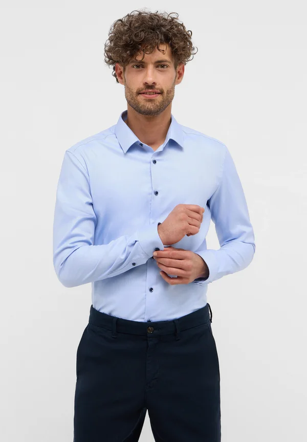 STRUKTURIERTES LANGARM SUPER SLIM - Businesshemd - hellblau