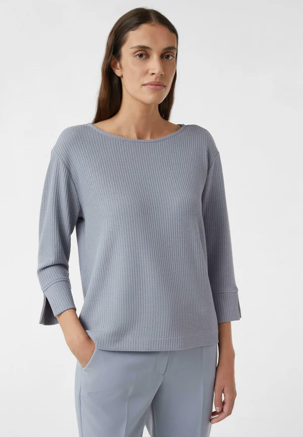 STRUKTURIERTES MIT 3/4-ÄRMELN UND U-BOOT-AUSSCHNITT - Strickpullover - blau
