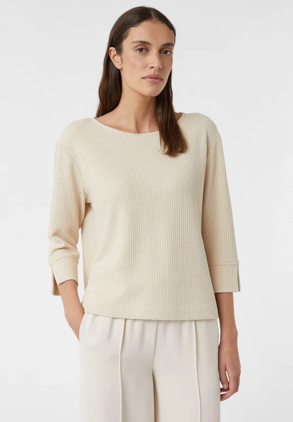 STRUKTURIERTES MIT 3/4-ÄRMELN UND U-BOOT-AUSSCHNITT - Strickpullover - beige