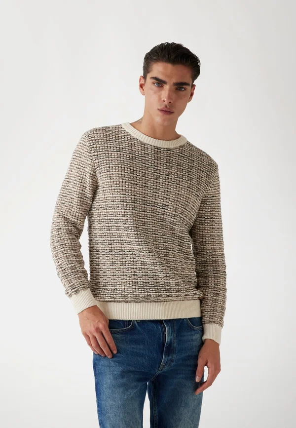 STRUKTURIERTES STRICKMUSTER - Strickpullover - mehrfarbig beige
