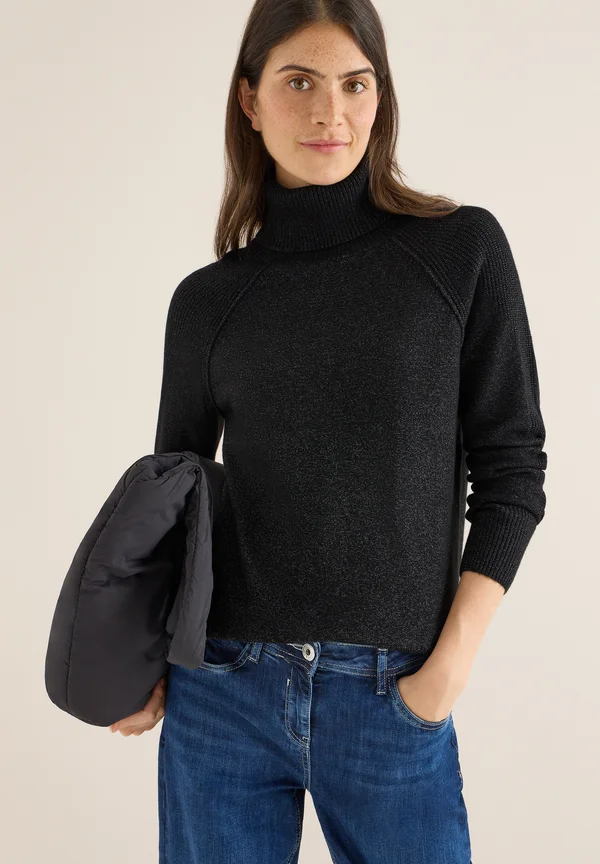 STRUKTURMIX PULLOVER - Strickpullover - schwarz