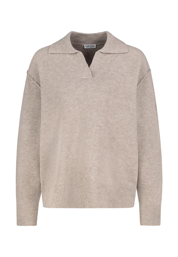SUBLEVEL MIT POLOKRAGEN - Strickpullover - beige