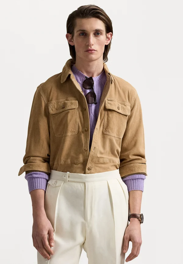 SUEDE SHIRT JACKET - Lederjacke - berkshire tan