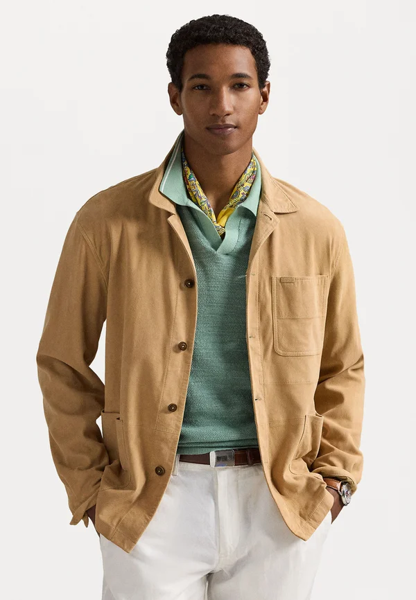 SUEDE UTILITY JACKET - Lederjacke - berkshire tan