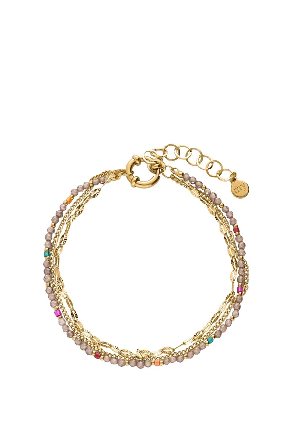 SUNROCKS TRIPLE BRACELET WITH TAUPE BEADS - Armband - gold coloured