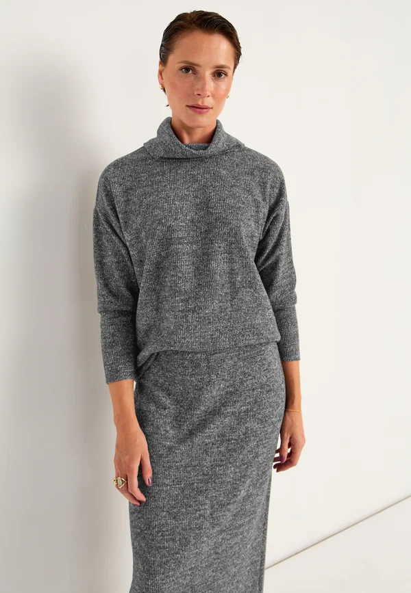 SUPER SOFT WITH COLLAR - Strickpullover - grey melange