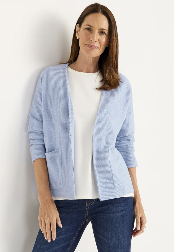 SUPER SOFT WITH POCKETS - Strickjacke - light blue melange