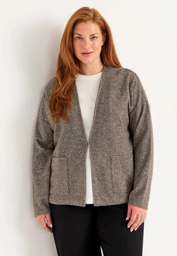 SUPER SOFT WITH POCKETS - Strickjacke - nougat melange