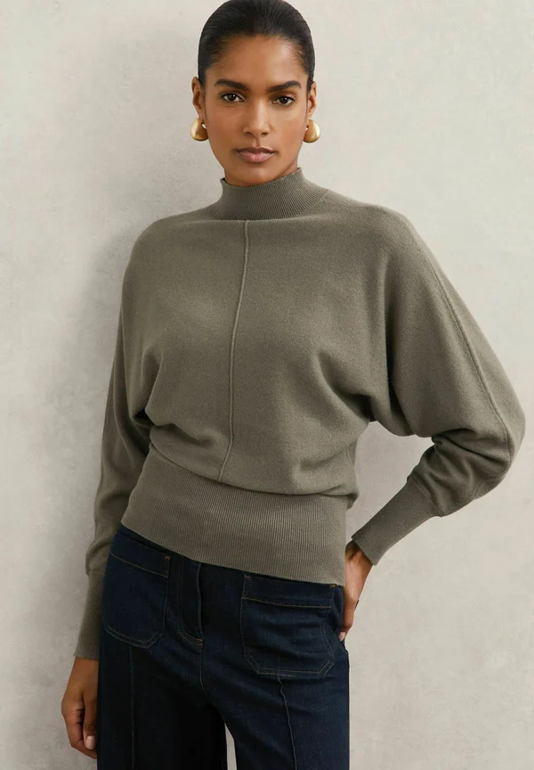 SUSIE FUNNEL-NECK BATWING - Strickpullover - sage green