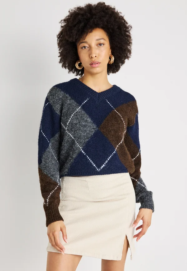 SWEATER - Strickpullover - blue/grey/brown