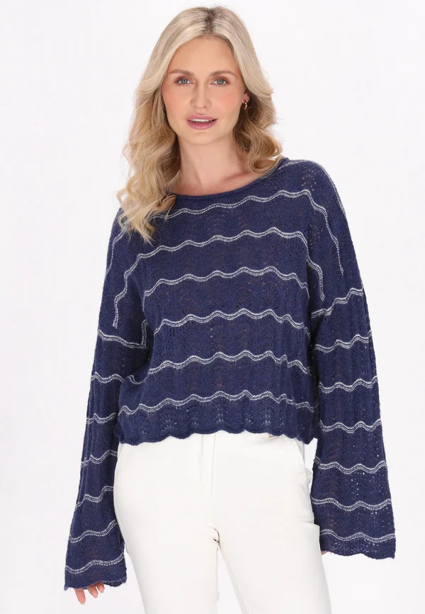 SWEATER - Strickpullover - navy offwhite
