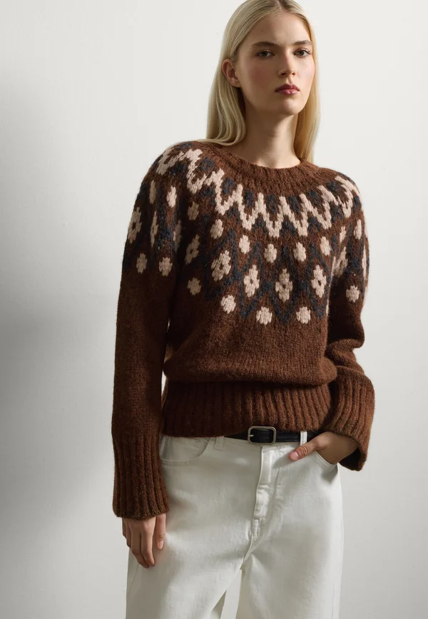 SWEATER - Strickpullover - white brown