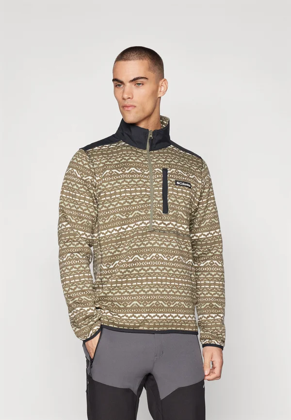 SWEATER WEATHER™ PRINTED HALF ZIP - Strickpullover - stone/green madras/multi-coloured