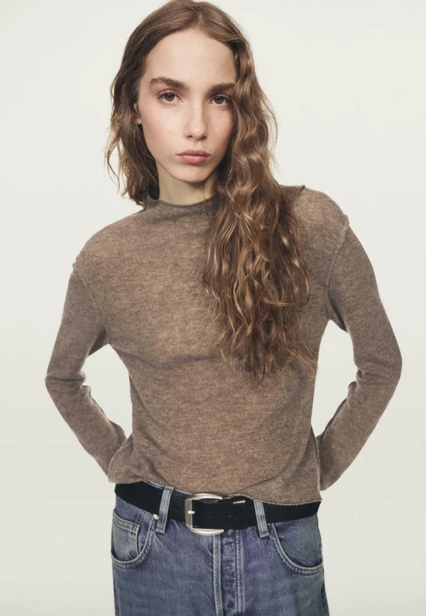 SWEATER WITH MOCK TURTLENECK - Strickpullover - brown