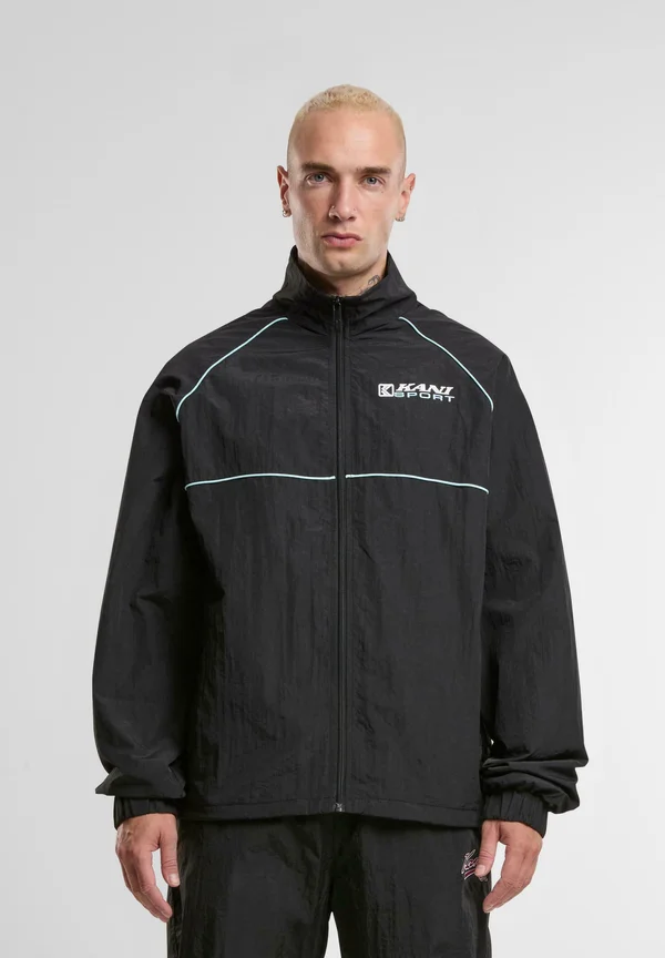 Sweatjacke - black lightblue