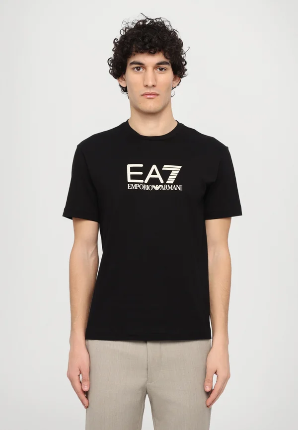 T-Shirt print - black/beige
