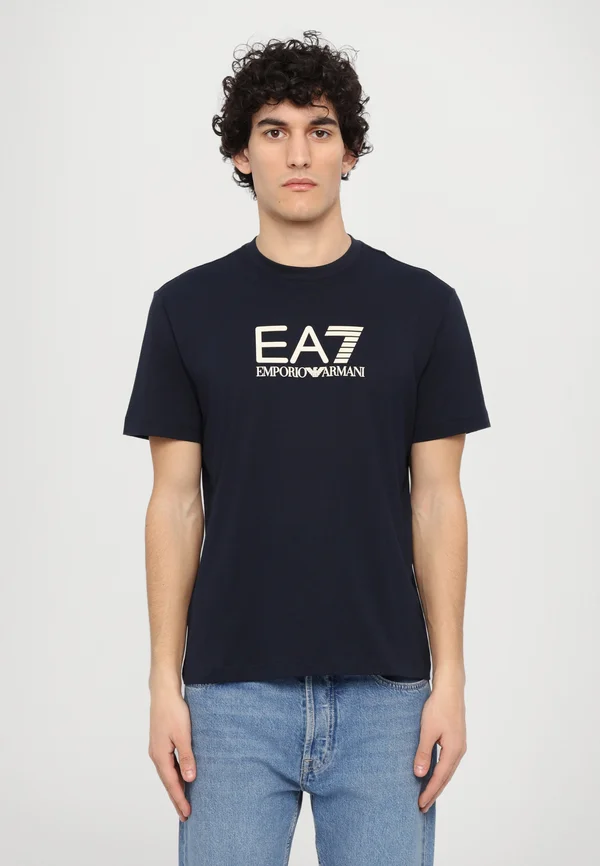 T-Shirt print - blue/beige
