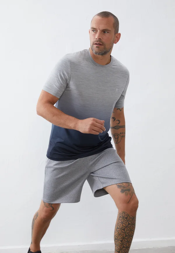 T-Shirt print - mottled grey/dark blue