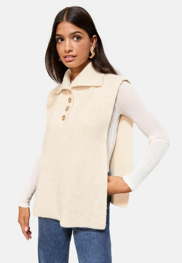 TABARD VEST WITH BUTTONS   - Strickpullover - cream