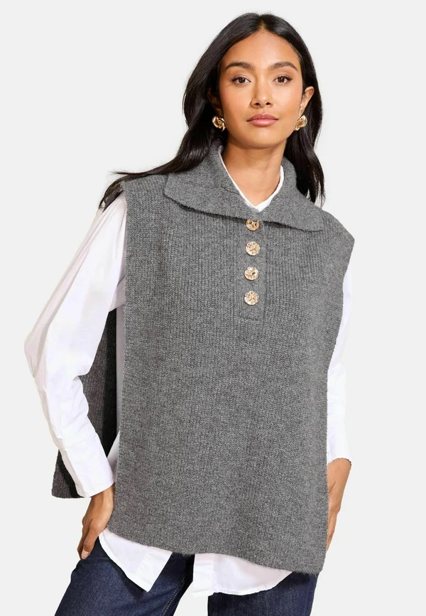 TABARD VEST WITH BUTTONS   - Strickpullover - grey