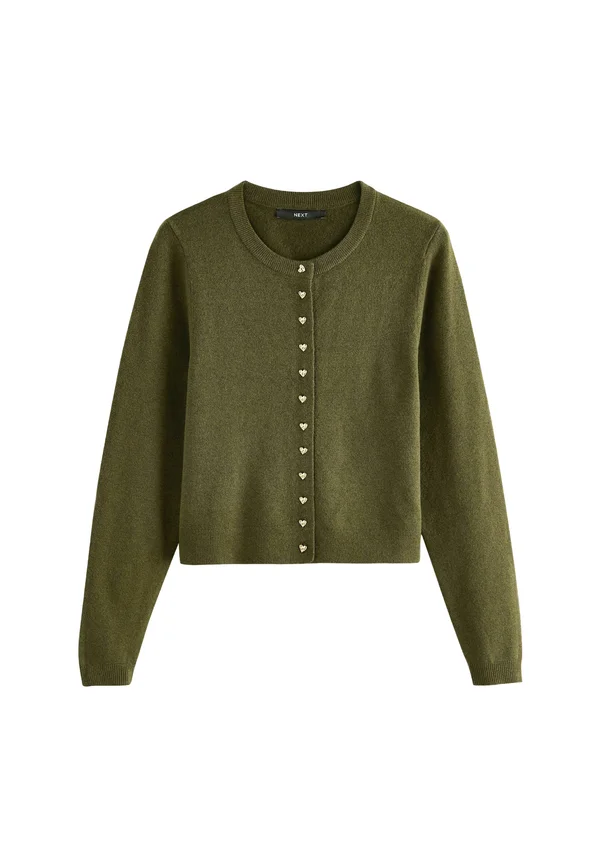 TALL FIT - CREW NECK - Strickjacke - khaki green heart button
