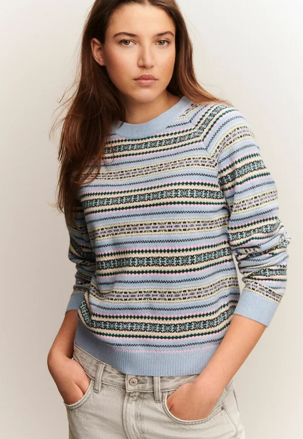 TALL FIT - SUPER SOFT CREW NECK  - Strickpullover - light blue fairisle