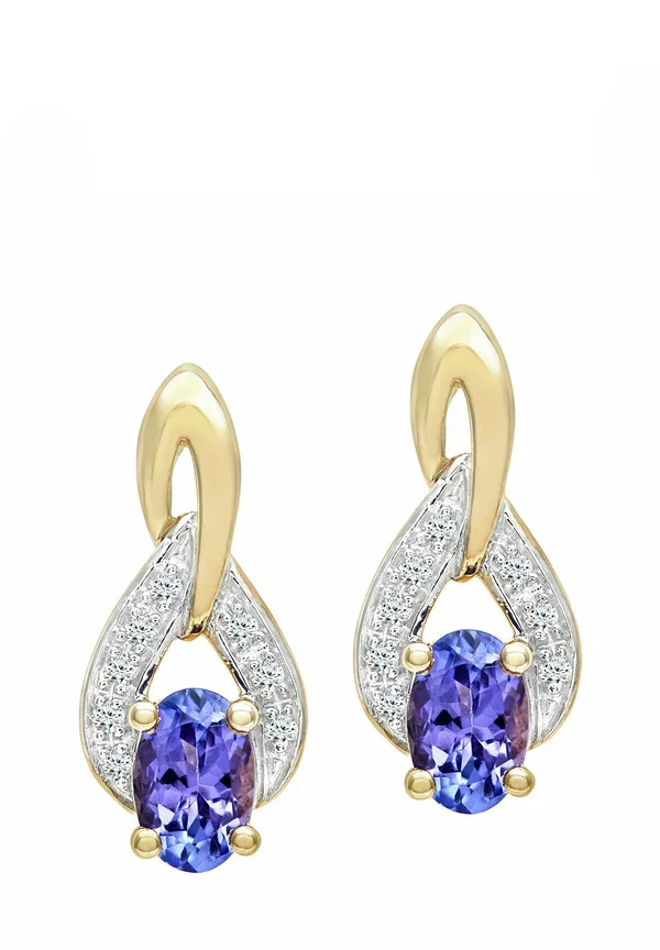 TANZANITE AND DIAMOND DROP - Ohrringe - yellow gold-coloured