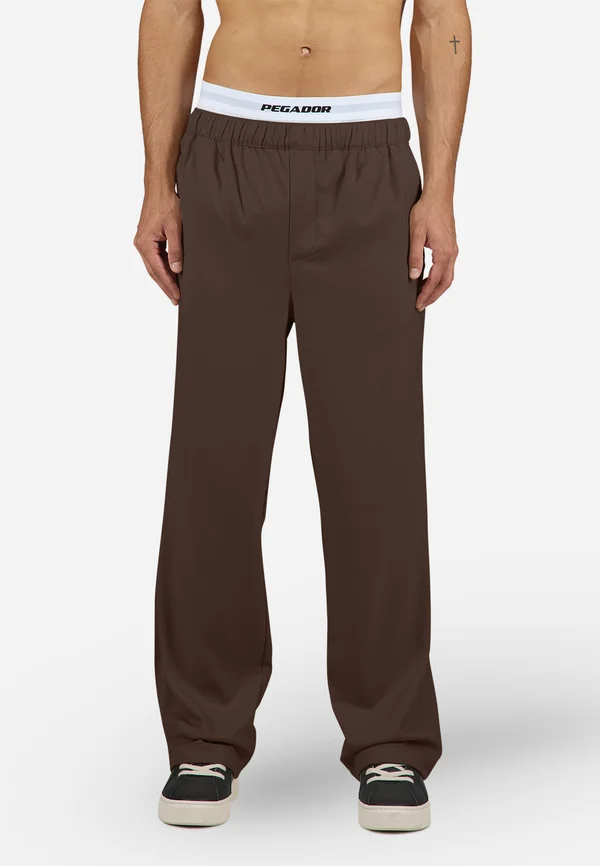 TARO WIDE SMART PANTS - Stoffhose - dark brown