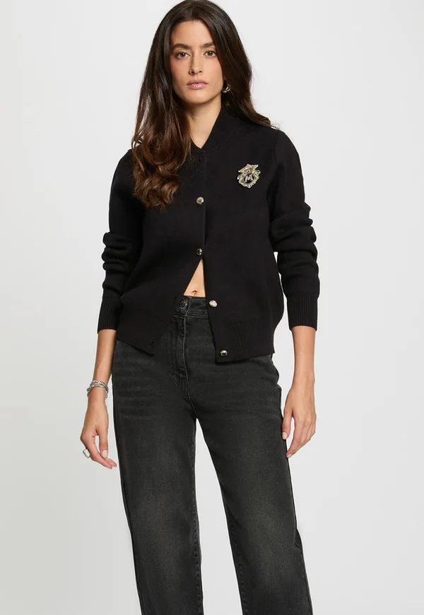TEDDY HIGH NECK - Strickjacke - noir